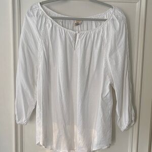 Christian Siriano White Peasant Blouse with Lace Trim
